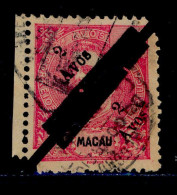 ! ! Macau - 1911 King Carlos 2 OVP 4 (Complete Stamp In Halfs) - Af. 145 - Used - Gebraucht