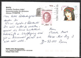 MiNr. 3164 + 3076 C, Traditioneller Kopfschmuck Türkischer Frauen, Auf Postkarte Nach Deutschland; B-2057 - Storia Postale