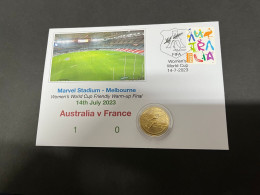 14-7-2023 (2 S 10 A) Women's Football World Cup ($1.00 Matildas Coin) FIFA Friendly Final - Australia (1) France (0) - Dollar