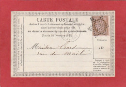 Cérès N°58 10C Sur Carte Postale N°1 -  Etoile De Paris N°2 Cachet Rue Milton - Cartes Précurseurs