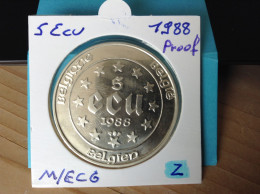 België Albert II  5 Ecu 1988. PROOF Zilver (Morin M/EC6) - Ecus (oro)