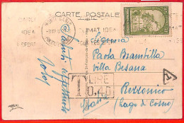 Aa0982 - MONACO - Postal History - POSTCARD To ITALY 1938 - TAXED 0,40 Lire - Lettres & Documents