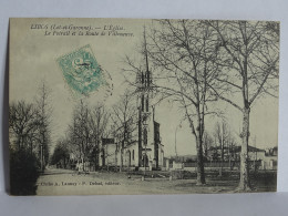 CPA 47 Lot Et Garonne - L'Eglise - Le Foirail Et La Route De Villeneuve - Libos