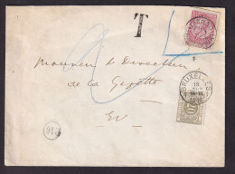 651/39 -- Enveloppe Avec Découpure Entier Postal 10 C Fine Barbe - BRUXELLES 1906 En Ville - Non Acceptée Et Taxée 20 C. - Otros & Sin Clasificación