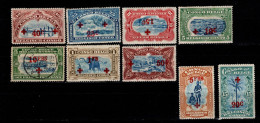 - CONGO BELGE - 1918 - YT N° 72 / 80 - * Et 1 Oblitéré - Croix  Rouge - Série Complète - Neufs