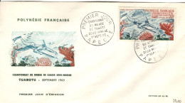 F P+ Polynesien 1965 Mi 48 FDC Unterwasserjagd - Briefe U. Dokumente