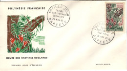 F P+ Polynesien 1965 Mi 49 FDC Schulkantinen - Storia Postale