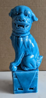 Figurine Chien FOO En Porcelaine émaillée Bleue - Chiens