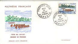 F P+ Polynesien 1967 Mi 72 FDC Pirogenrennen - Covers & Documents