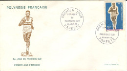 F P+ Polynesien 1969 Mi 98 FDC Langlauf - Lettres & Documents