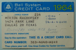 USA - Credit Card Trial - Bell System - 1964 - Rare - Autres & Non Classés