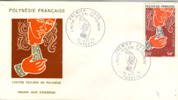 F P+ Polynesien 1970 Mi 119 FDC Perlmuscheln - Cartas & Documentos