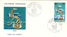 F P+ Polynesien 1971 Mi 130 FDC Surfer - Covers & Documents