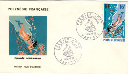 F P+ Polynesien 1971 Mi 131 FDC Taucher - Briefe U. Dokumente