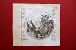 Incisione Su Rame Figure De La Lune Luna Legenda Metà Ottocento Astronomia - Estampes & Gravures