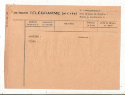 TELEGRAMME, AIR FRANCE, Arrivée, 1950, 200 X 150 Mm, Frais Fr 1.65 E - Telegraaf-en Telefoonzegels