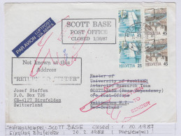 Ross Dependency Cover Send From Switzerland To Scott Base And Back Post Office Closed Ca Birsfelden 14.7.1987 (WB169B) - Brieven En Documenten