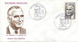 F P+ Polynesien 1976 Mi 209 FDC Pompidou - Lettres & Documents