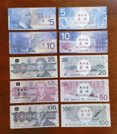 China BOC (bank Of China) Training/test Banknote,Canada Dollars D Series 5 Different Notes Specimen Overprint,used - Kanada