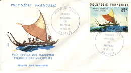 F P+ Polynesien 1976 Mi 224 FDC Piroge - Brieven En Documenten