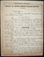 DOCUMENT PUY DE DOME / SAINT AMANT ROCHE SAVINE 1923 ADJUDICATION AU RABAIS L'EXTINCTION DES FEUX POUR PORT DES DEPECHES - Manuscrits