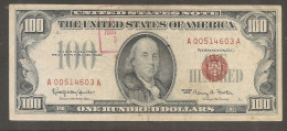 1966 $100 One Hundred Dollar Note Red Seal - Biljetten Van De  Federal Reserve (1928-...)