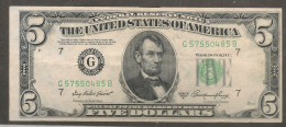 1950 A $5 DOLLAR BILL FEDERAL RESERVE NOTE - Biljetten Van De  Federal Reserve (1928-...)