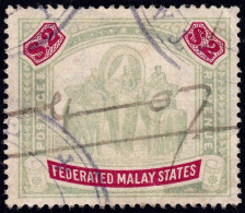 FEDERATED MALAY STATES FMS 1900 $2 Sc#15 Wmk.CrownCC - Fiscal USED @TE197 - Federated Malay States