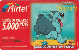 ESPAÑA. Acr-032.1. DISNEY - SIRENITA - Perro - 607. 5000 PTAS. 12-2000. (751P) - Airtel