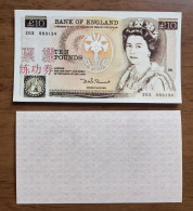 China BOC (Bank Of China) Training/test Banknote,United Kingdom Great Britain POUND A Series £10 Specimen Overprint - [ 8] Fakes & Specimens