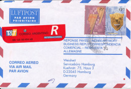 Argentina Registered Air Mail Cover Sent To Germany 26-1-2001 Topic Stamps - Covers & Documents