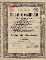 Titre De 1897- Société Anonyme Des Ateliers De Construction De Joseph Pâris - - Cars