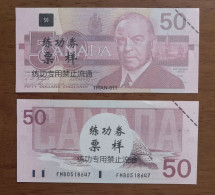 China BOC Bank (bank Of China) Training/test Banknote,Canada Dollars D Series $50 Note Specimen Overprint - Kanada