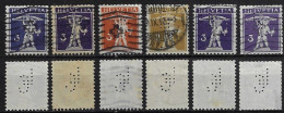 Switzerland 1912/1942 6 Stamp With Perfin LC Small Weave By AG Leu & Co. A Bank In Zurich Lochung Perfore - Perforadas