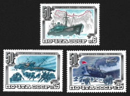 POLAR USSR 1984 Philately MNH Full Set Heroic Arctica North Pole Rescue Of Chelyuskin Stamps Mi.# 5376 - 5378 - Other & Unclassified