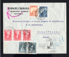 S4472-TURKEY-REGISTERED OTTOMAN BANK COVER ISTANBUL To SCHAFFHOUSE (suisse)1929.WWII.Enveloppe Recommande TURQUIE - Covers & Documents