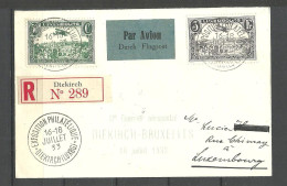 LUXEMBOURG Luxemburg 1933 Registered Air Mail Cover Diekirch Expostition Philatelique Special Cancel Mi 250 - 251 - Briefe U. Dokumente