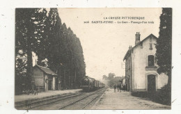 Cp, Chemin De Fer, La Gare Avec Trains, Passage D'un Train, 23, SAINTE FEYRE, écrite - Estaciones Con Trenes