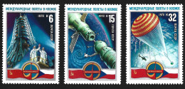 SPACE USSR 1978 INTERCOSMOS MNH Full Set Astronauts Soviet-Czechoslovak Space Program Transport Stamps Mi.# 4645 - 4647 - Verzamelingen