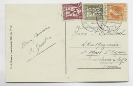 LUXEMBOURG 5C+10C+ 20C CARTE LUXEMBOURG 1933 TO FRANCE - 1926-39 Charlotte Right-hand Side