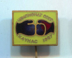 Boxing Box Boxen Pugilato - 1987. Kaunas Lithuania / USSR Championships, Enamel  Vintage Pin  Badge  Abzeichen - Boxeo