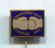 Boxing Box Boxen Pugilato - 1987. Kaunas Lithuania / USSR Championships, Enamel  Vintage Pin  Badge  Abzeichen - Pugilato