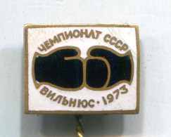 Boxing Box Boxen Pugilato - 1973. Vilnius Lithuania / USSR Championships, Enamel  Vintage Pin  Badge  Abzeichen - Boxen