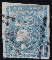 France N°45Ce - Bleu Acier - Oblitéré - B - 1870 Bordeaux Printing