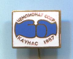 Boxing Box Boxen Pugilato - 1987. Kaunas Lithuania / USSR Championships, Enamel  Vintage Pin  Badge  Abzeichen - Pugilato