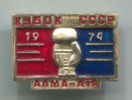 Boxing Box Boxen Pugilato - Alma - Ata Kazakhstan 1974. USSR Russia, Vintage  Pin  Badge  Abzeichen - Pugilato