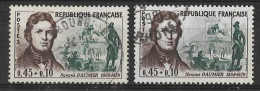 France 1961 - Variété -    Y&T N° 1299 Oblitérés Honoré Daumier - Violet Brun Clair / Violet Brun Foncé - Usati