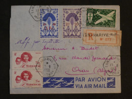 BV18 MADAGASCAR  BELLE LETTRE RECOM. 1950 TANANARIVE  A ORAN ALGERIE  ++AFF. INTERESSANT ++ - Cartas & Documentos