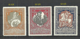 RUSSLAND RUSSIA 1914 Michel 99 A & 100 B & 102 B * - Neufs