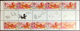 Christmas Island 1998 Year Of The Tiger Gutter Pairs Block Of 10 MNH - Christmas Island